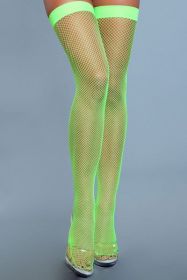 1931 Nylon Fishnet Thigh Highs (Color: Neon Green)