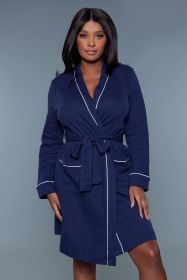 2258 Waffle Robe (Color: Navy Blue, size: L/XL)
