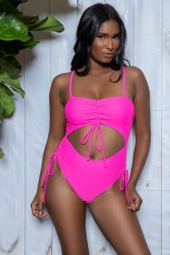 2403 Paisley Swimsuit (Color: Neon Pink, size: M)
