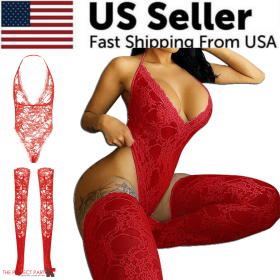 Women Lace Sexy Lingerie Nightwear Babydoll Sleepwear Bodysuit Dress Plus Size (Lingerie Size: Medium, Lingerie Color: Red)