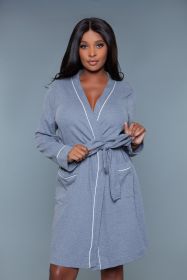 2258 Waffle Robe (Color: Grey, size: 2X/3X)